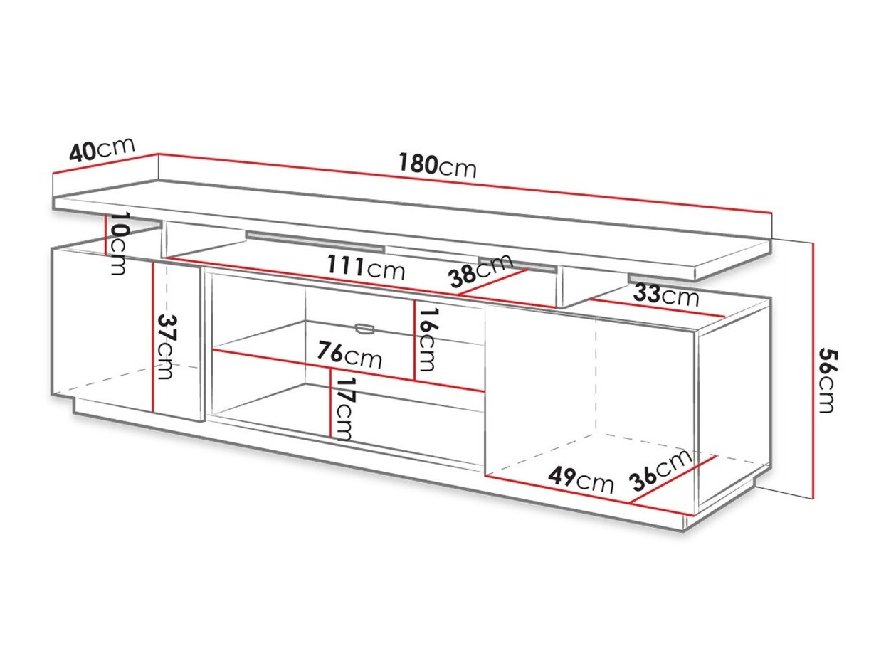 TV-taso Figura (Valkoinen + Kiiltävä valkoinen)