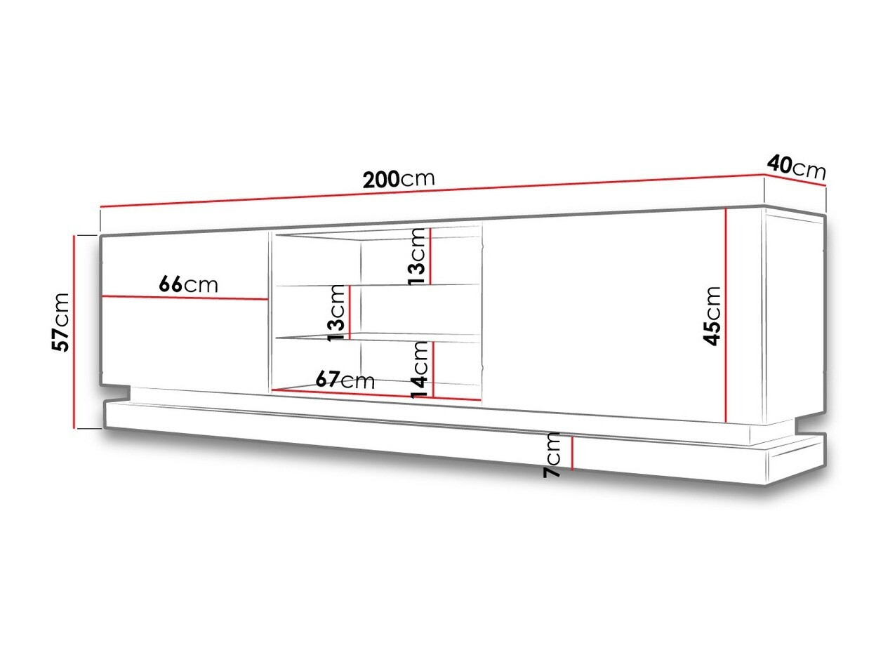 TV-taso Linar I (Valkoinen + Kiiltävä valkoinen)