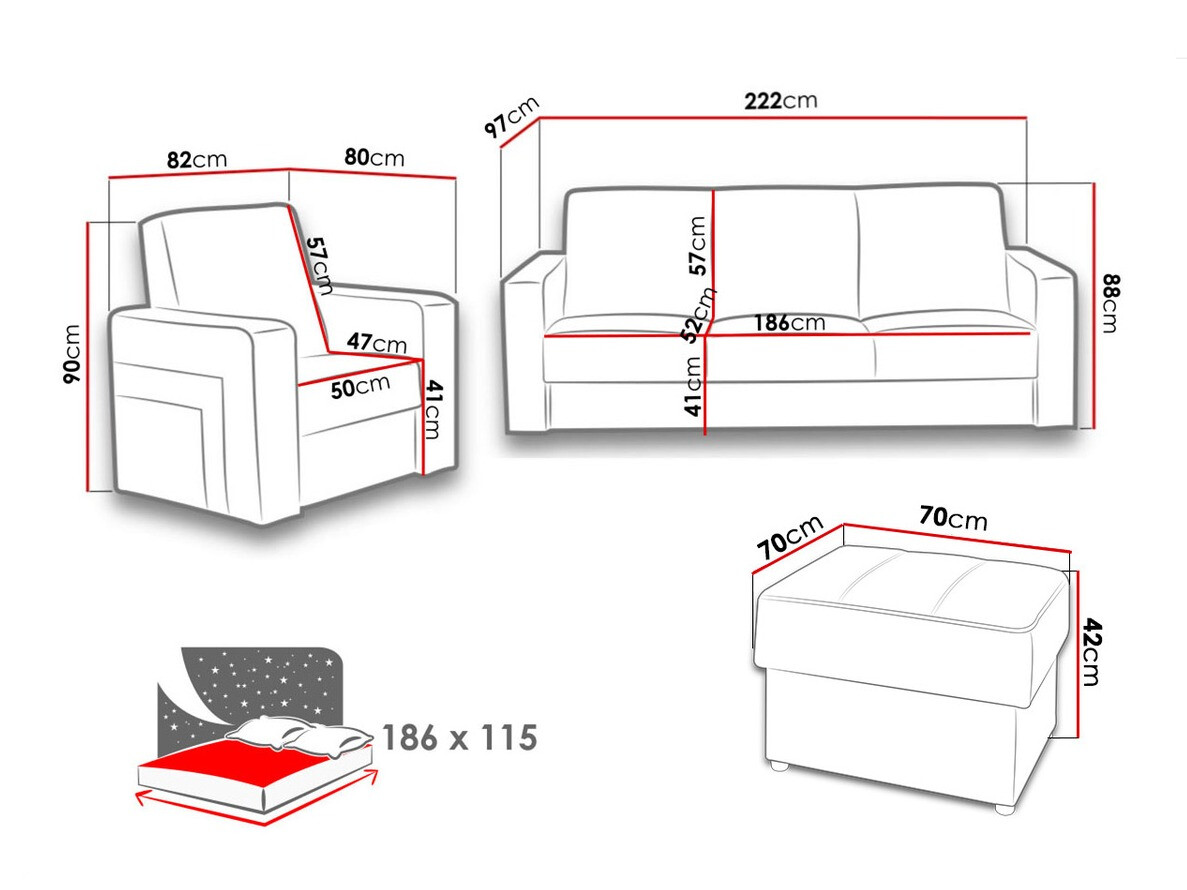 Verhoiltu huonekalusetti Donum