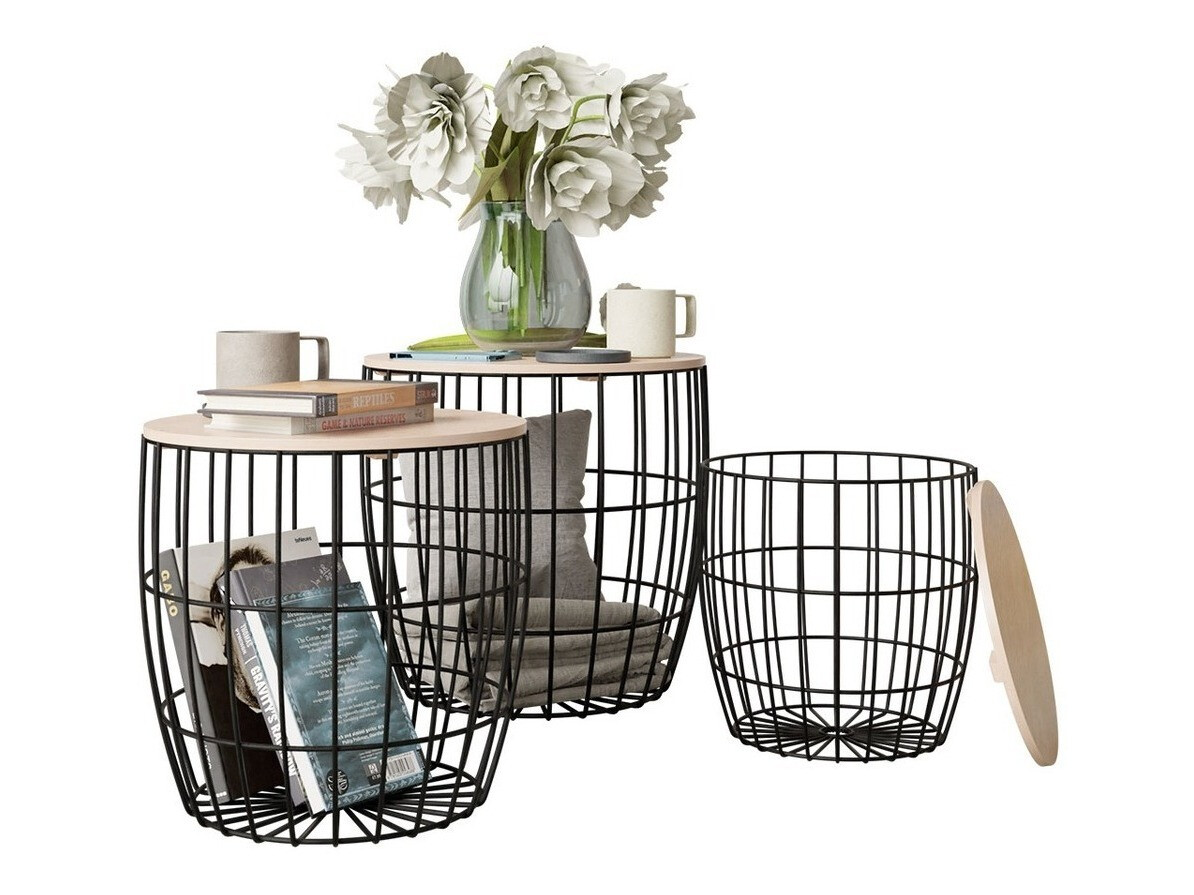 Sivupöytäsetti Aedifis (Musta + Vaalea puu)