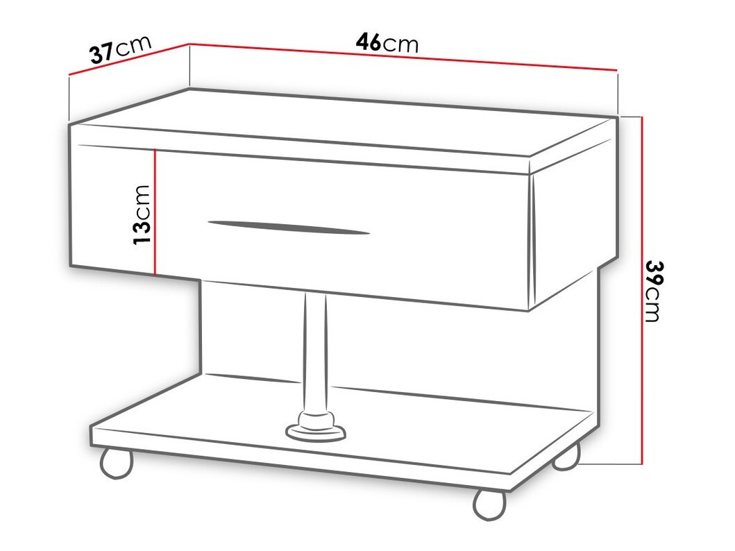 Yöpöytä Campus (Valkoinen + Kiiltävä valkoinen)