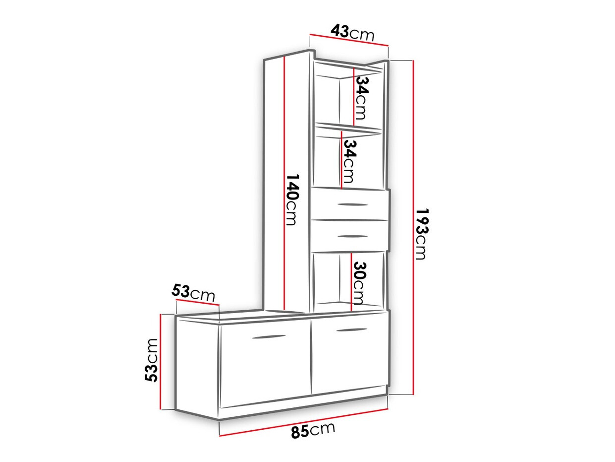 Hylly Campus (Valkoinen + Kiiltävä valkoinen)