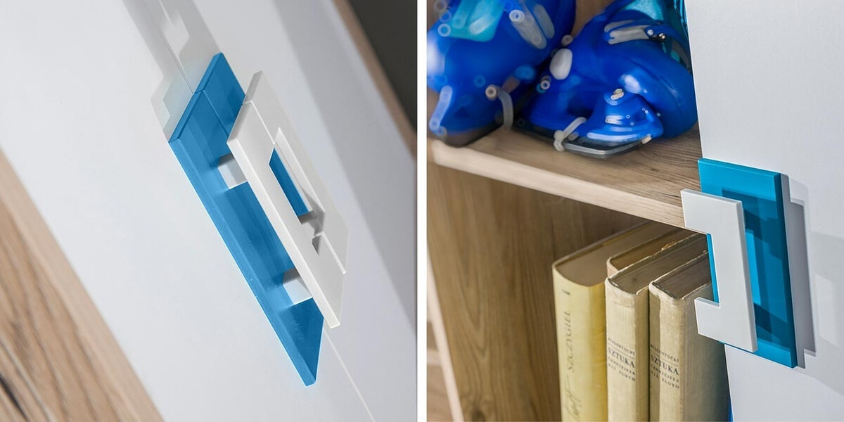 Hylly Tolfere 104 (Vaalea tammi + Valkoinen + Turkoosi)