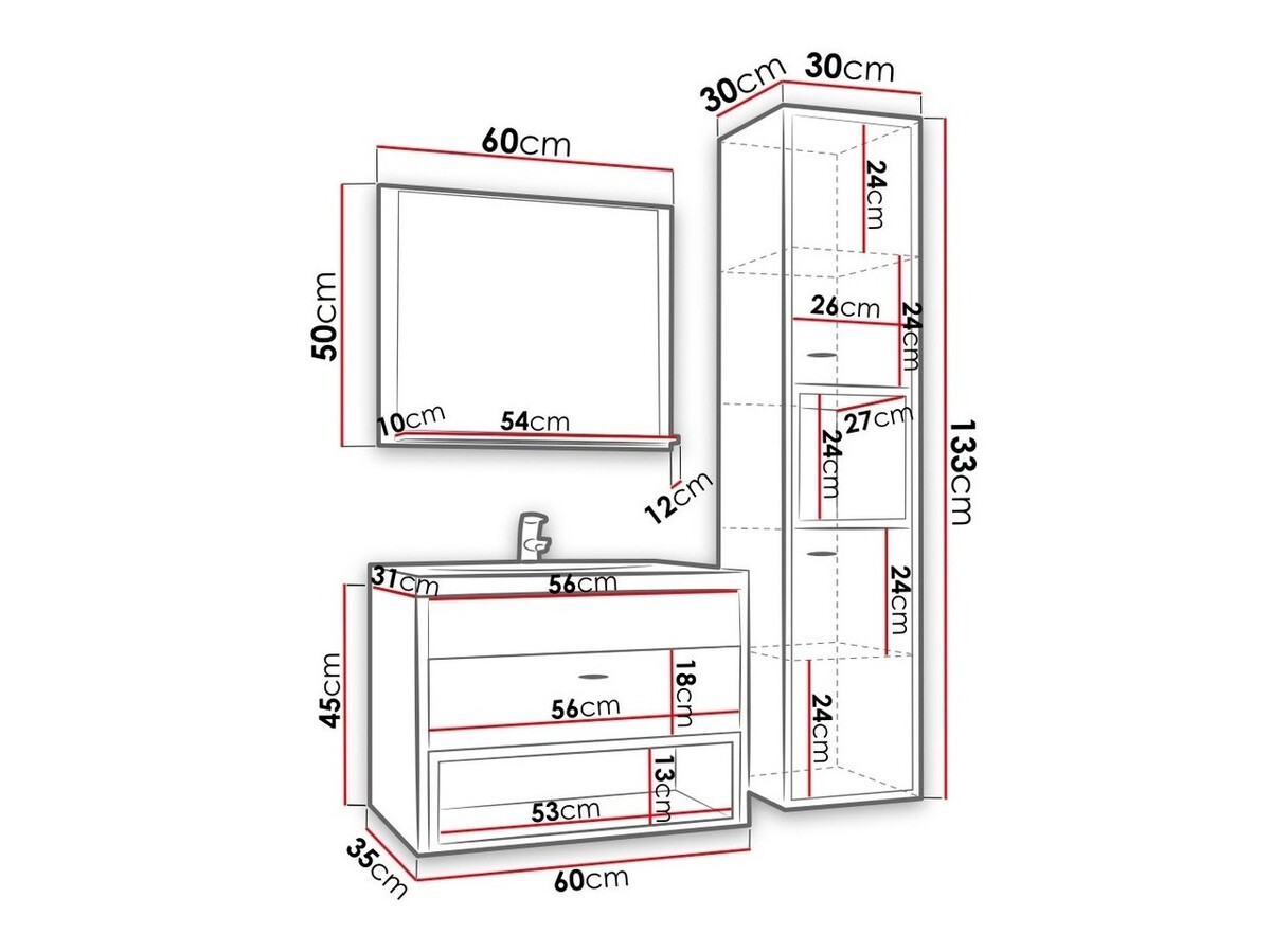 Kylpyhuonesetti Velum I (Valkoinen + Artisaanitammi)