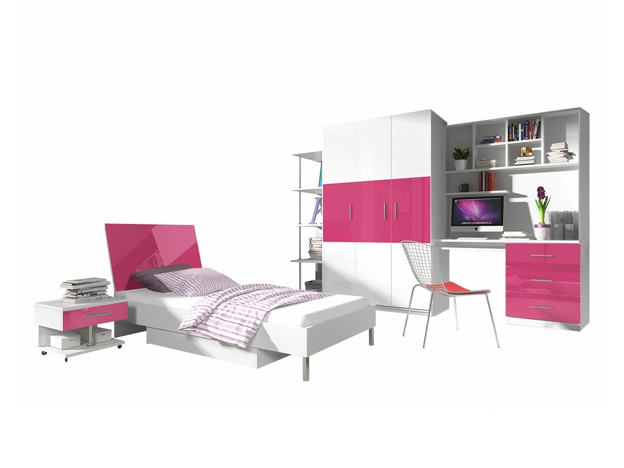 Lastenhuonesetti Salmere 110 (Kiiltävä valkoinen + Kiiltävä pinkki)