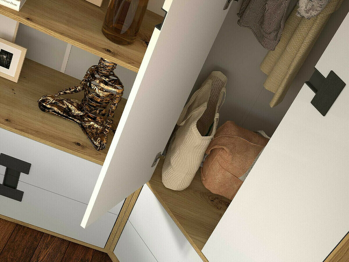 Huonekalusetti Florevi 105 (Matta valkoinen + Artisaanitammi)