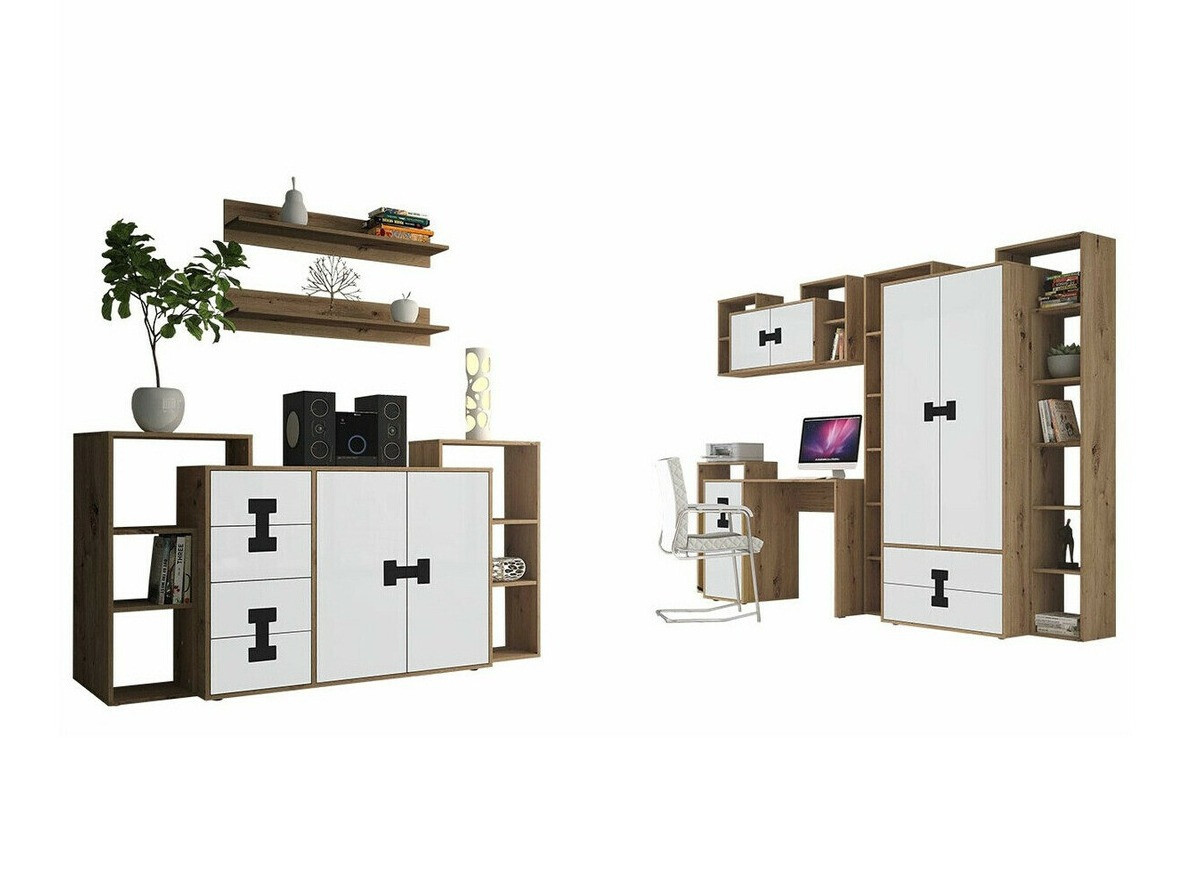 Huonekalusetti Florevi 105 (Matta valkoinen + Artisaanitammi)