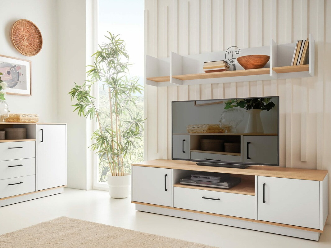 TV-taso Omaha T121 (Vaalea tammi + Valkoinen)