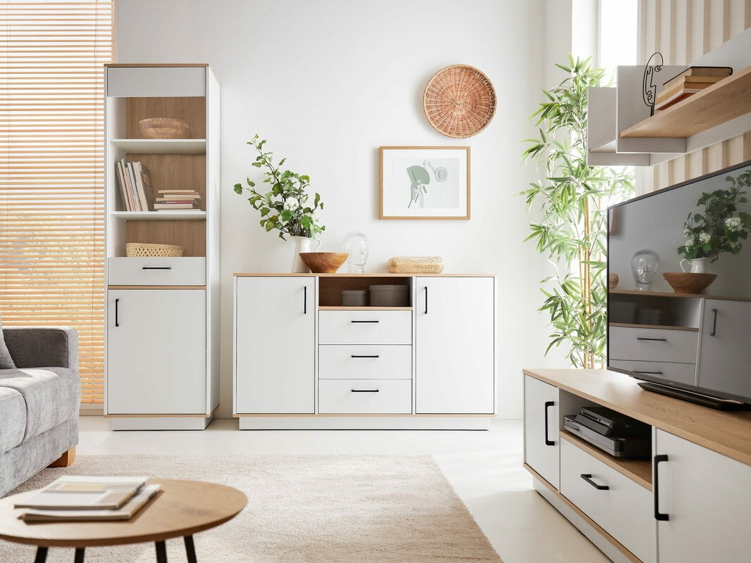 TV-taso Omaha T121 (Vaalea tammi + Valkoinen)