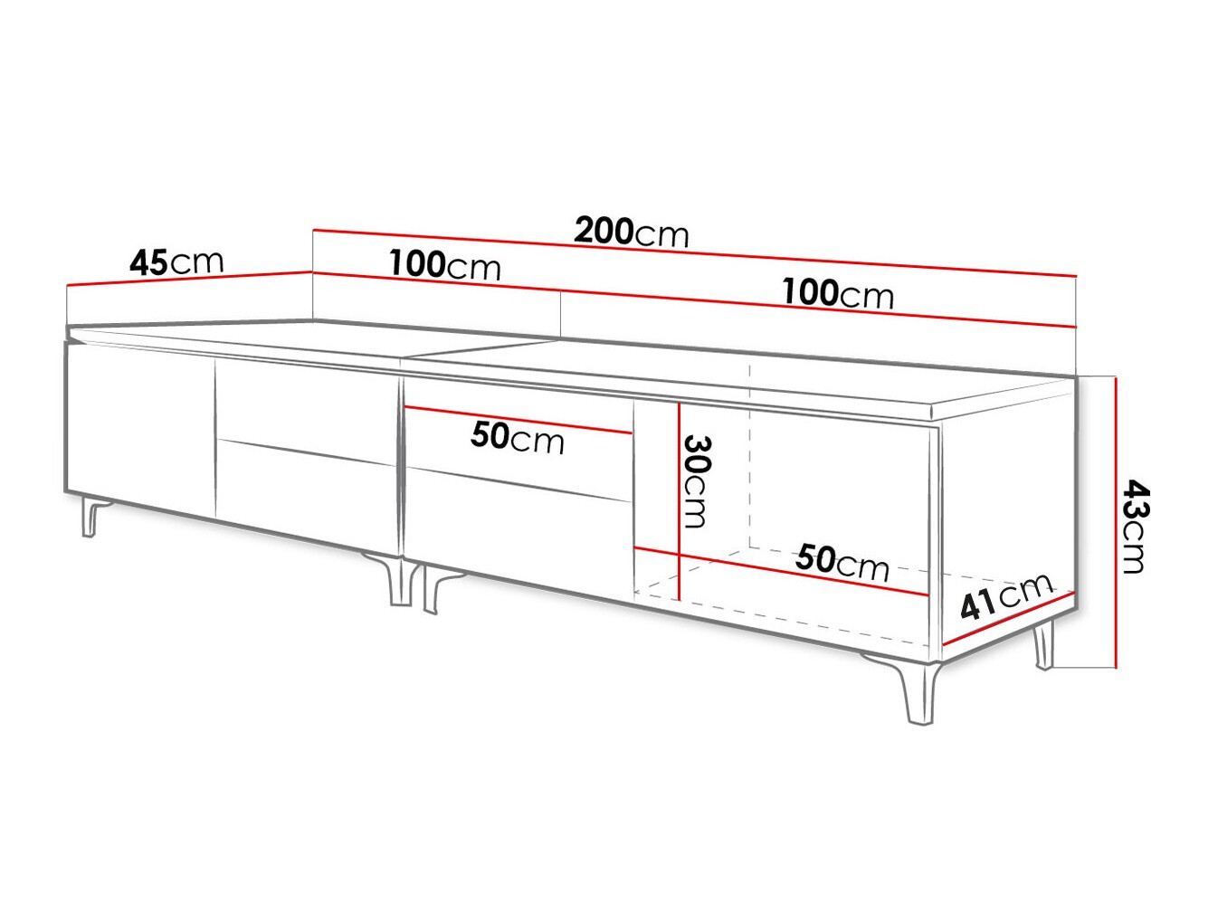 TV-taso Hortus I (Valkoinen + Kiiltävä valkoinen)