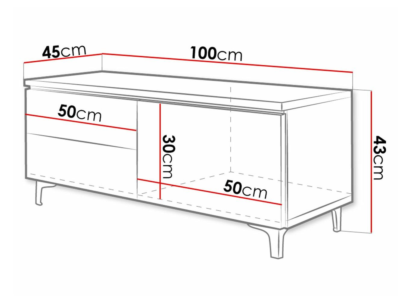 TV-taso Uva VI (Valkoinen + Kiiltävä valkoinen)