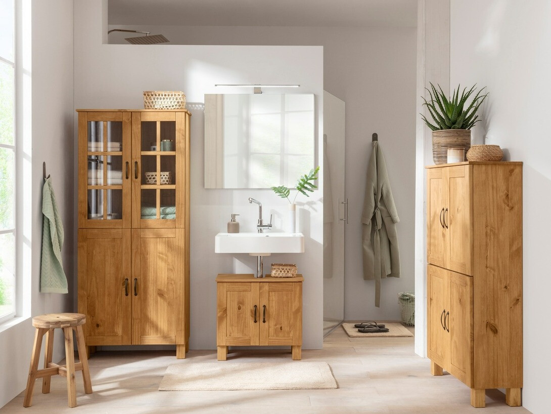 Pystymallinen kylpyhuonekaappi Ophlevu 100 (Mänty)