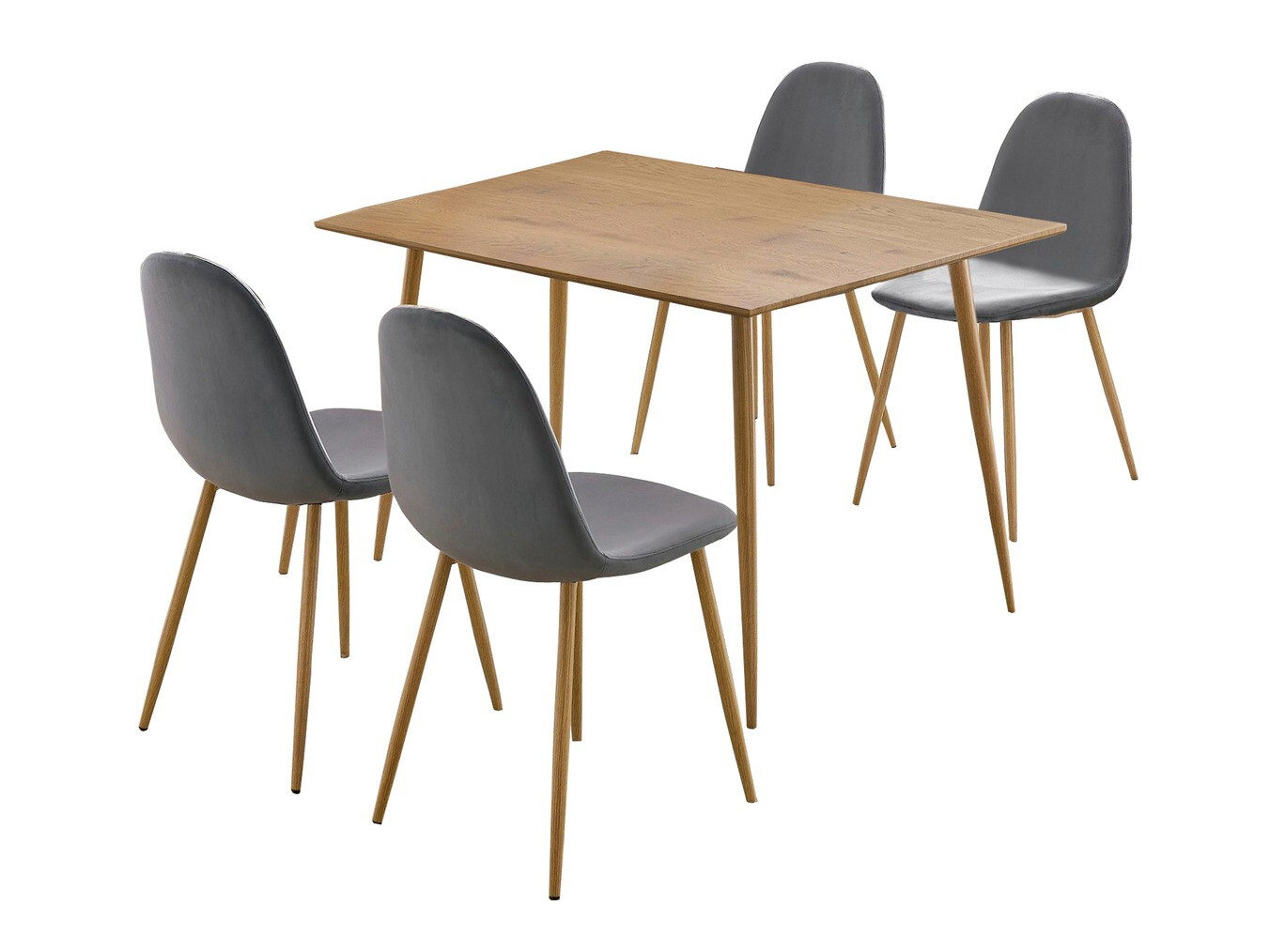 Ruokailuryhmä Denton 764 (Harmaa + Tammi)