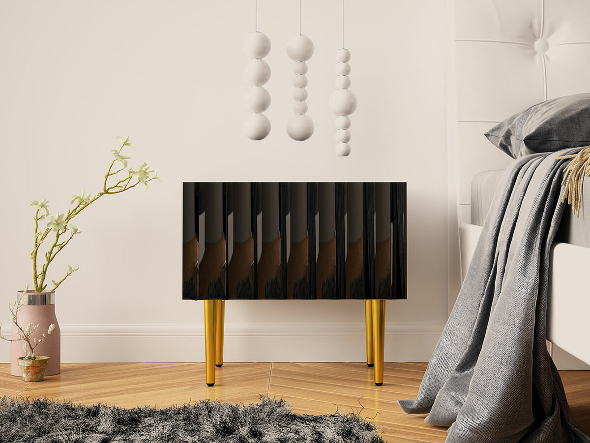 Yöpöytä Amplexal (Kiiltävä musta + Musta)