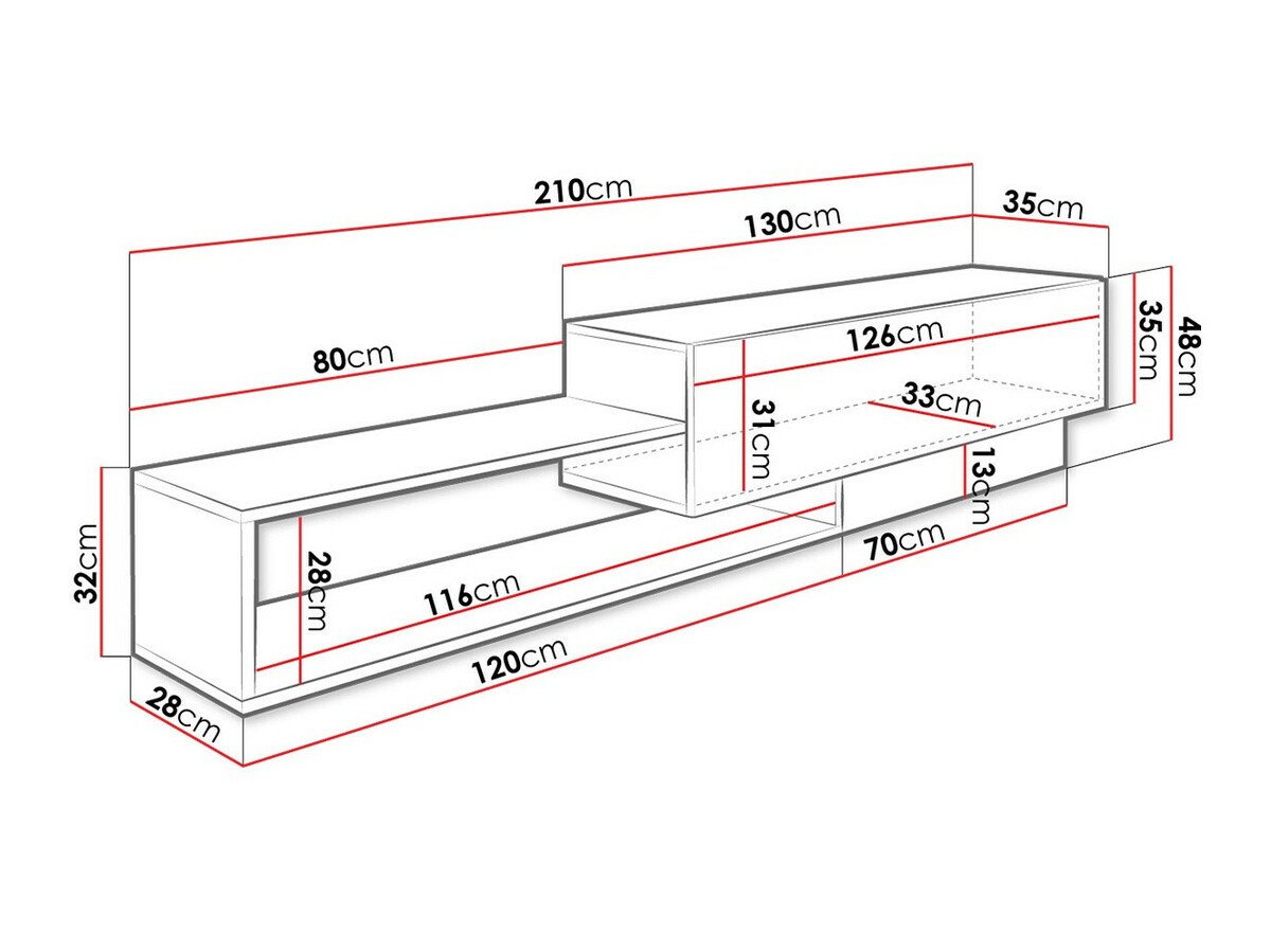 TV-taso Pinos (Valkoinen + Wotan tammi)