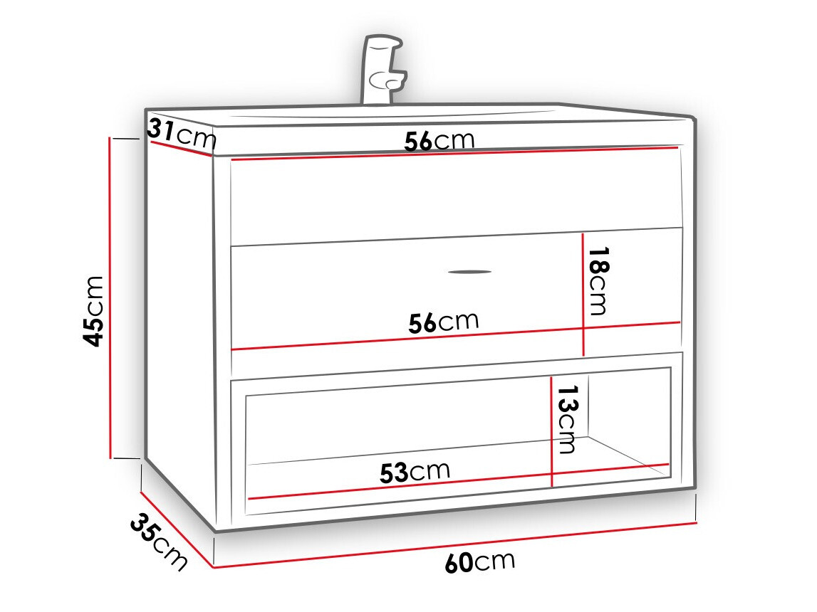 Kylpyhuoneen allasseinäkaappi Velum (Artisaanitammi + Musta)