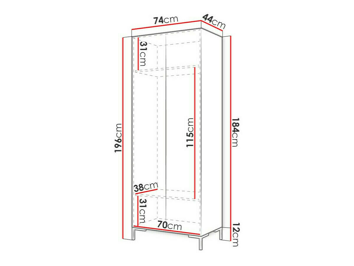 Vaatekaappi Nomal I (Musta + Kultainen)