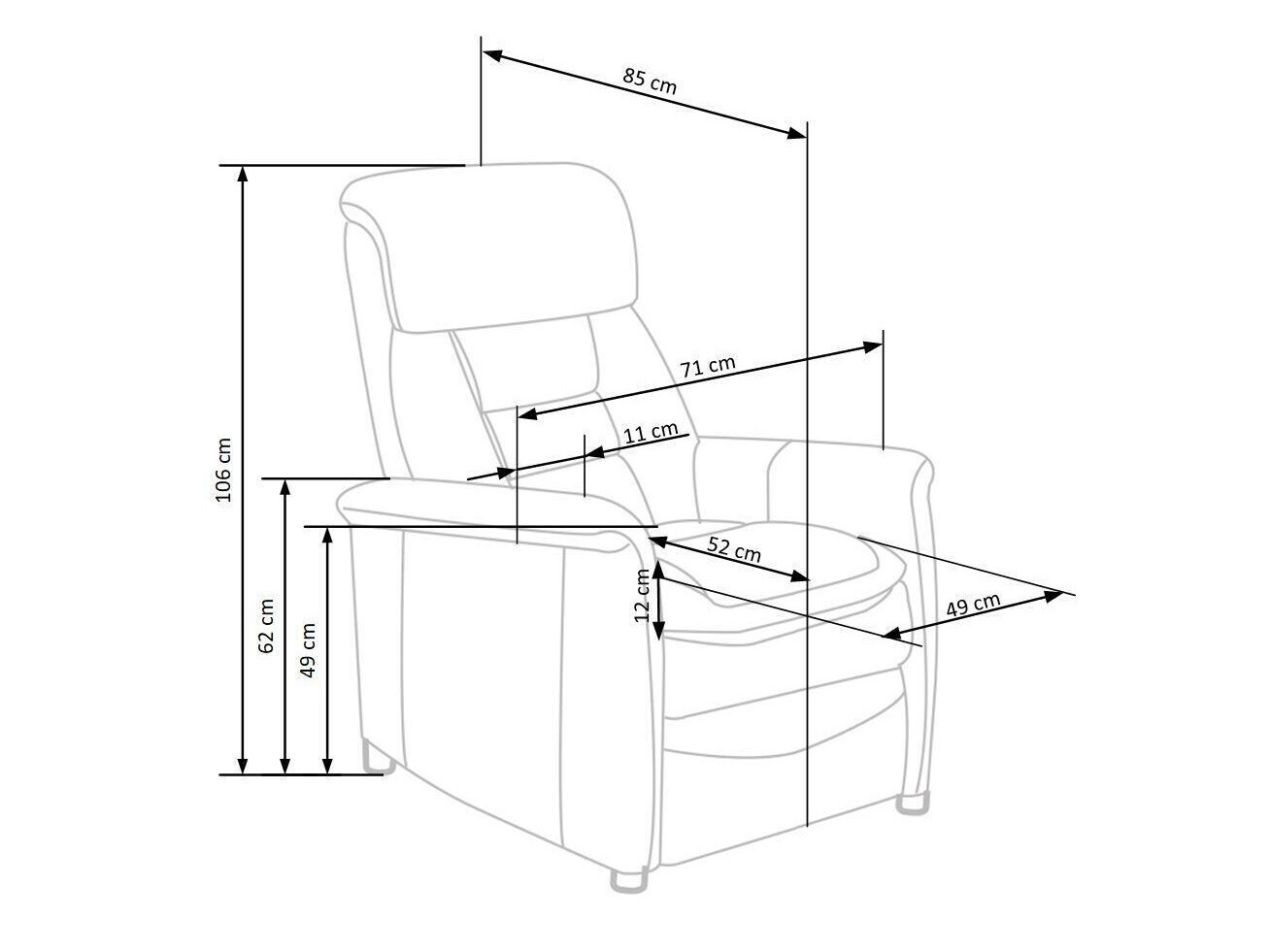 Kallistuva nojatuoli Houston 1030 (Harmaa)