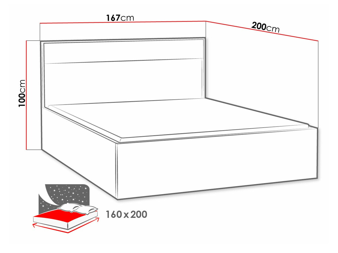 Sänky Etrmoni 113 (Vaalea puu)