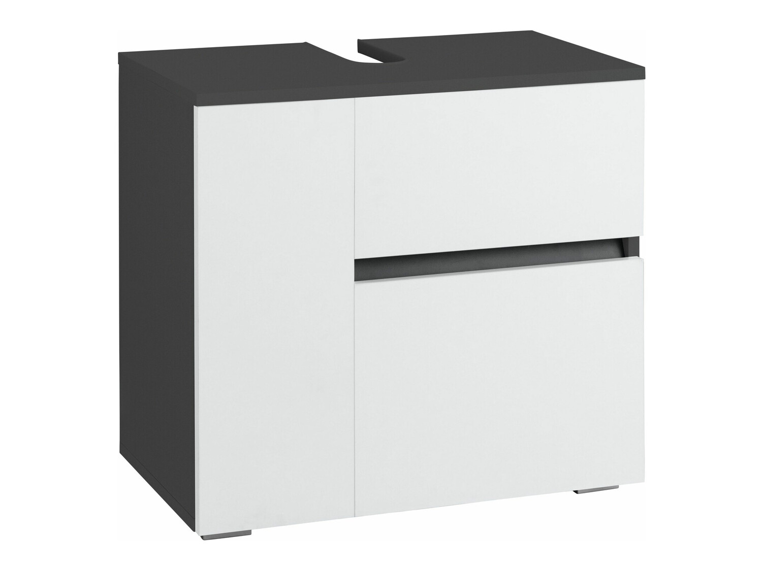 Pystymallinen kylpyhuoneen allaskaappi Soncamu 108 (Valkoinen + Antrasiitti)