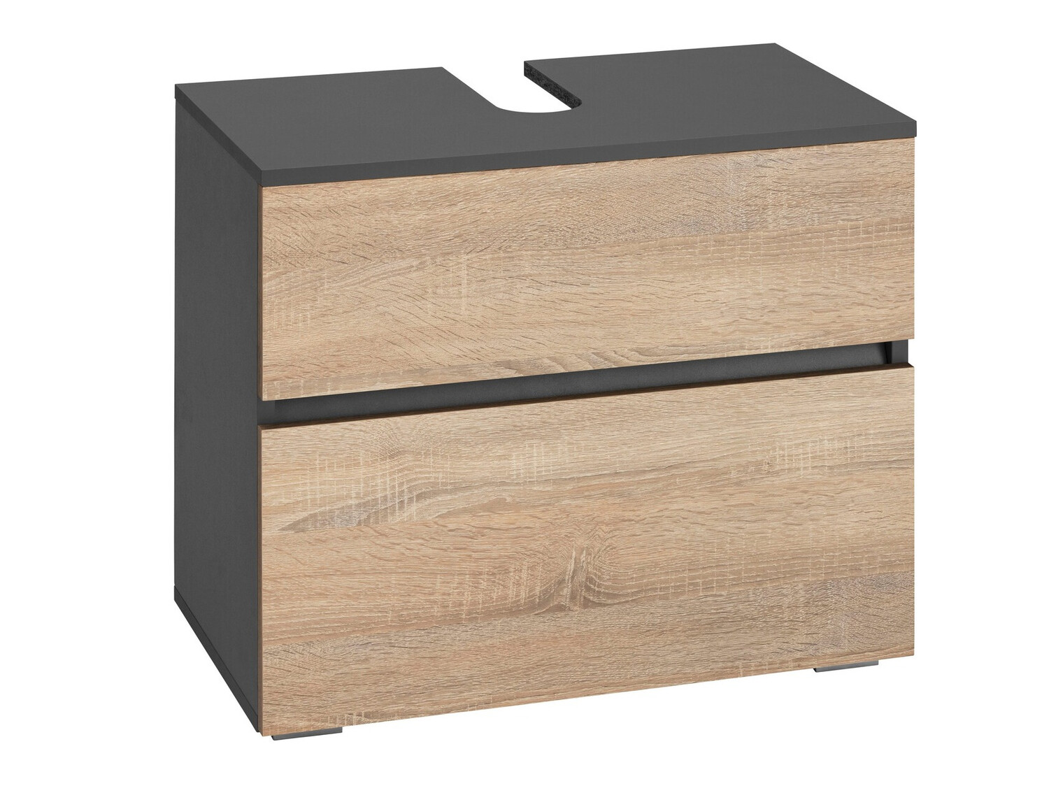 Pystymallinen kylpyhuoneen allaskaappi Soncamu 110 (Antrasiitti + Tammi)