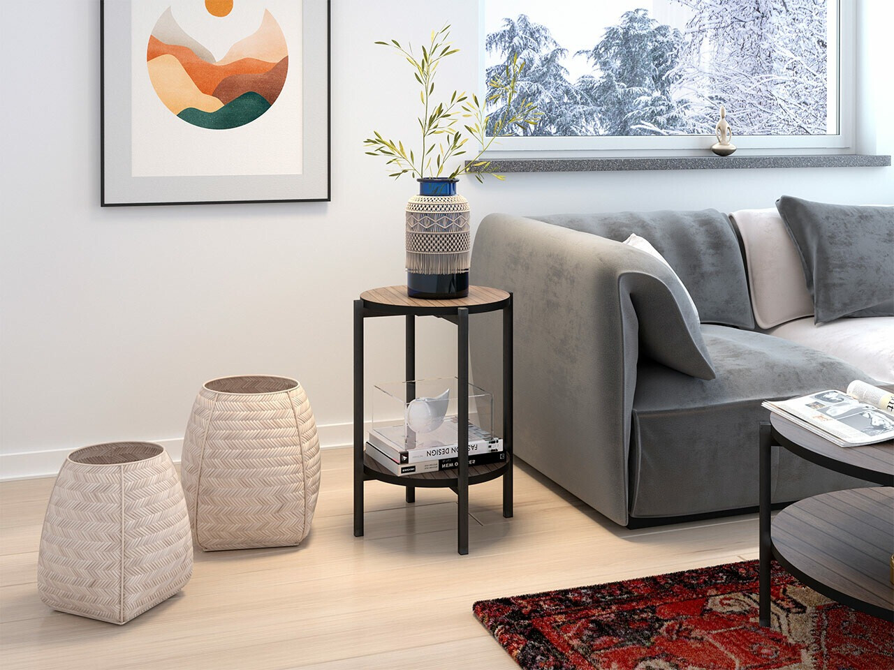 Sivupöytä Comfivo Cygnus (Ruskea + Musta)