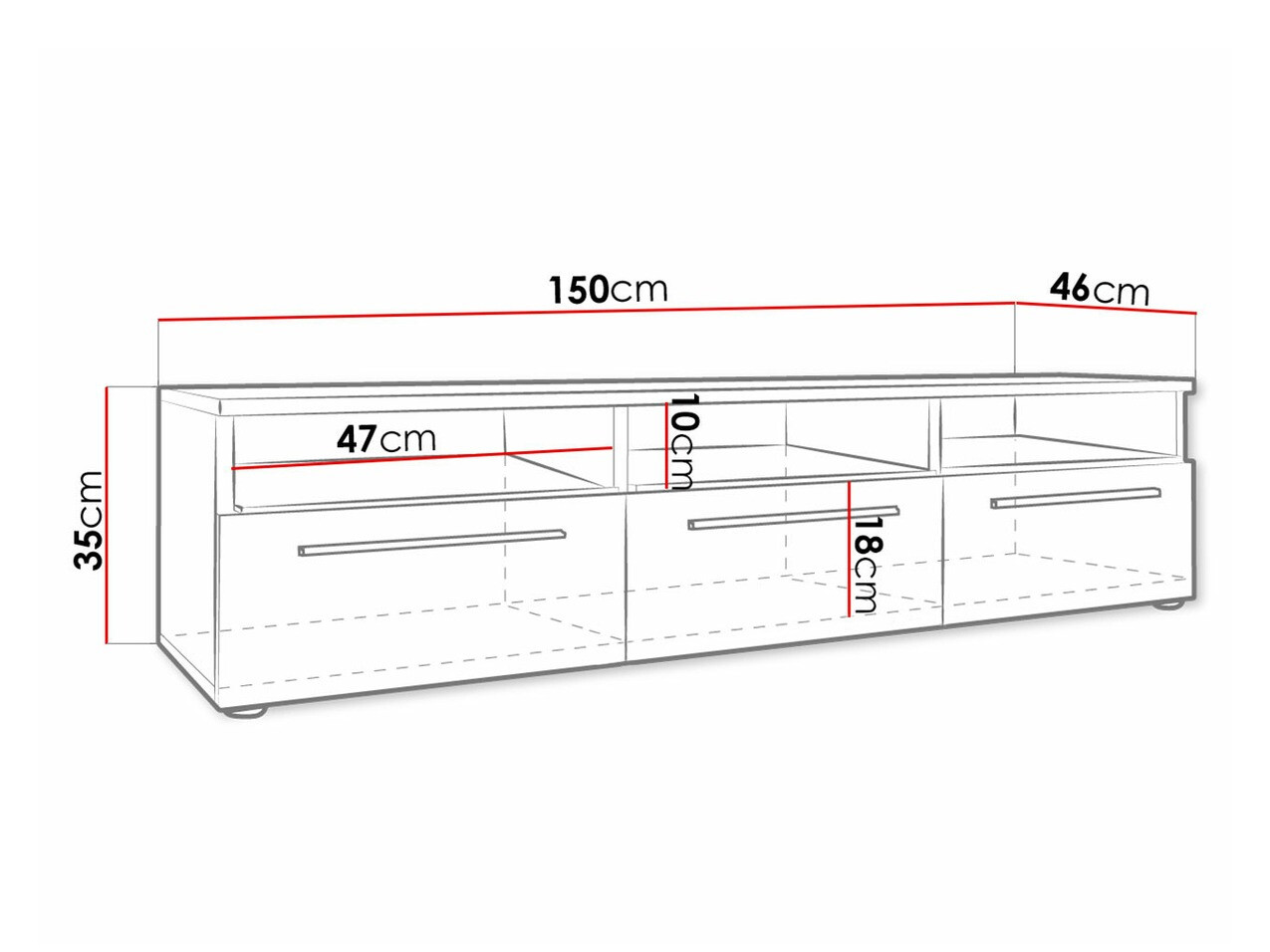 TV-taso Uva I (Valkoinen + Kiiltävä musta)