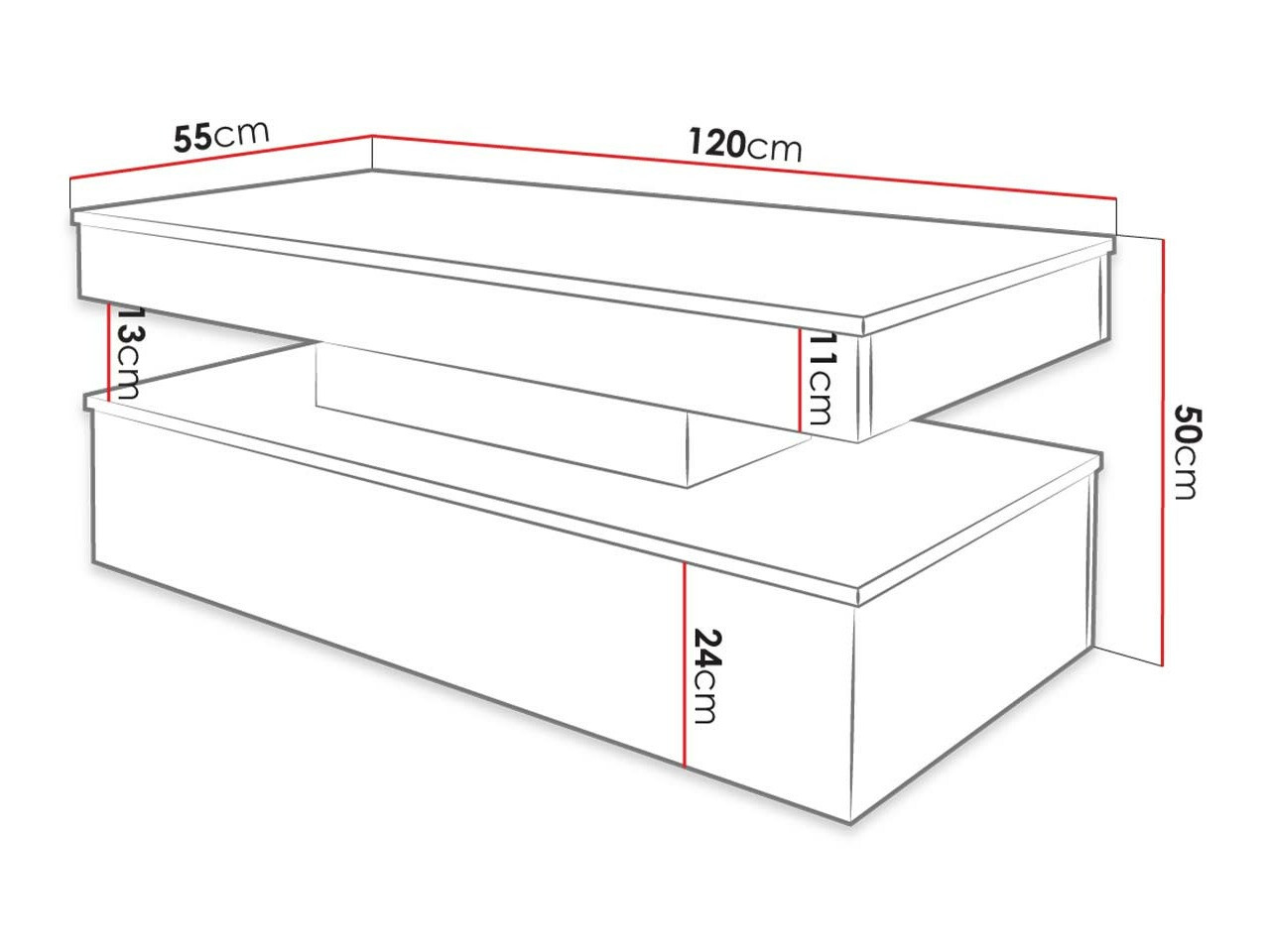 Sohvapöytä Monfero (Valkoinen + Kiiltävä valkoinen)