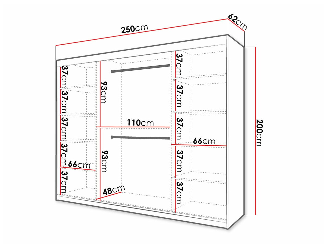 Vaatekaappi Anulio III (Valkoinen)