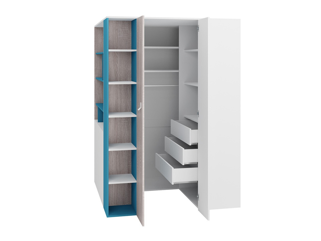 Lastenhuonesetti Camteso 115 (Valkoinen + Tammi + Turkoosi)