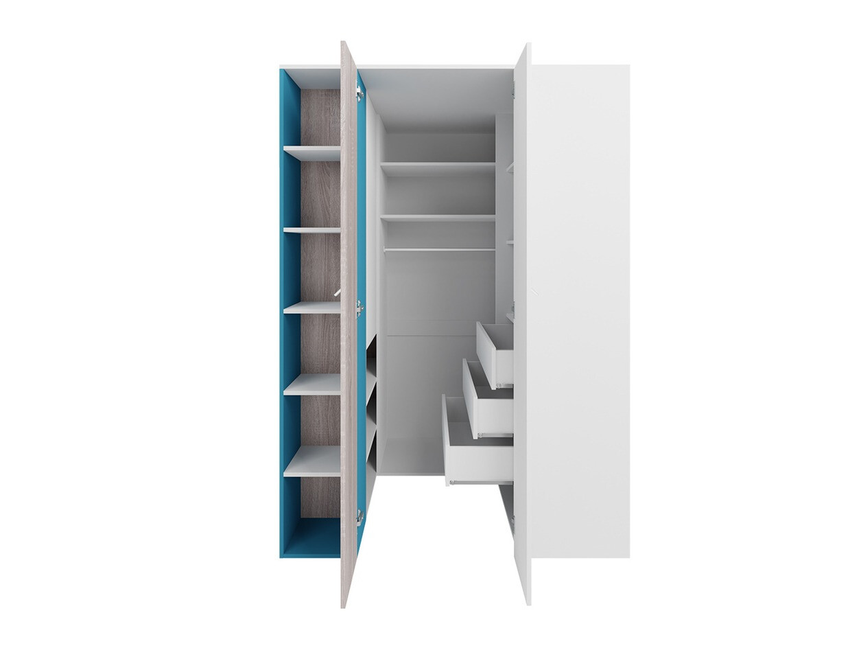 Lastenhuonesetti Camteso 115 (Valkoinen + Tammi + Turkoosi)