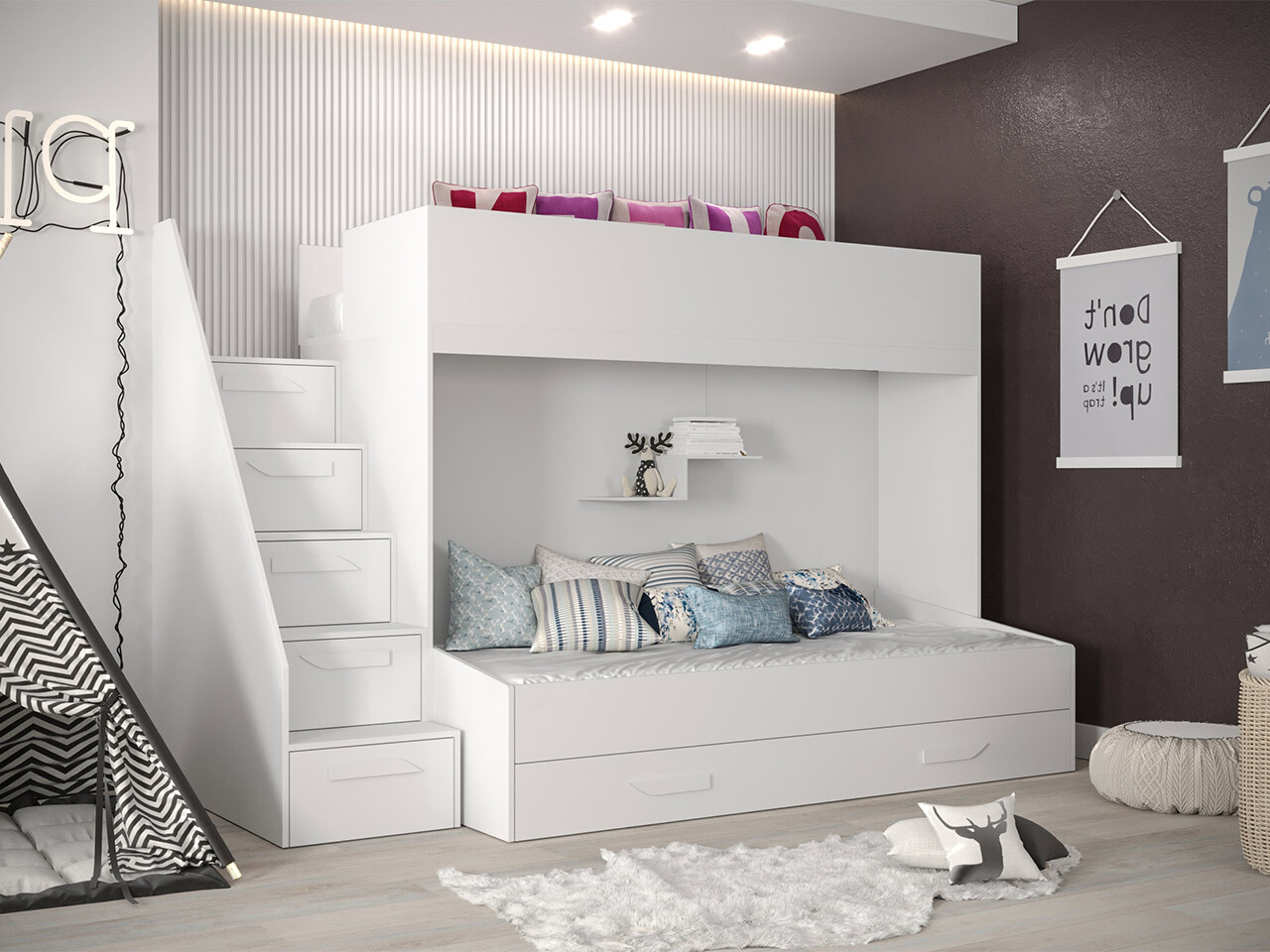 Kerrossänky Hartford 356 (Valkoinen + Kiiltävä valkoinen)