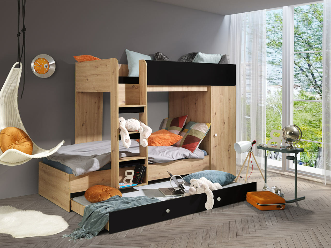 Kerrossänky Hartford 360 (Artisaanitammi + Musta)