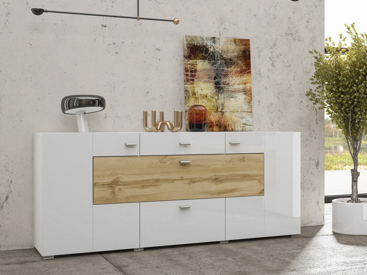 Lipasto Mondalo 104 (Wotan tammi + Kiiltävä valkoinen)