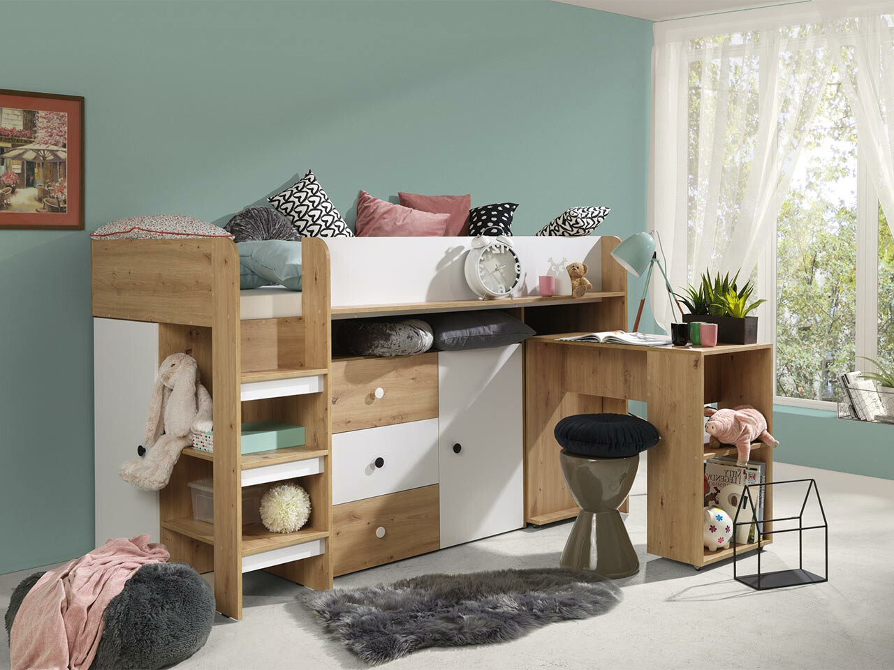 Parvisänky Hartford 359 (Artisaanitammi + Valkoinen)