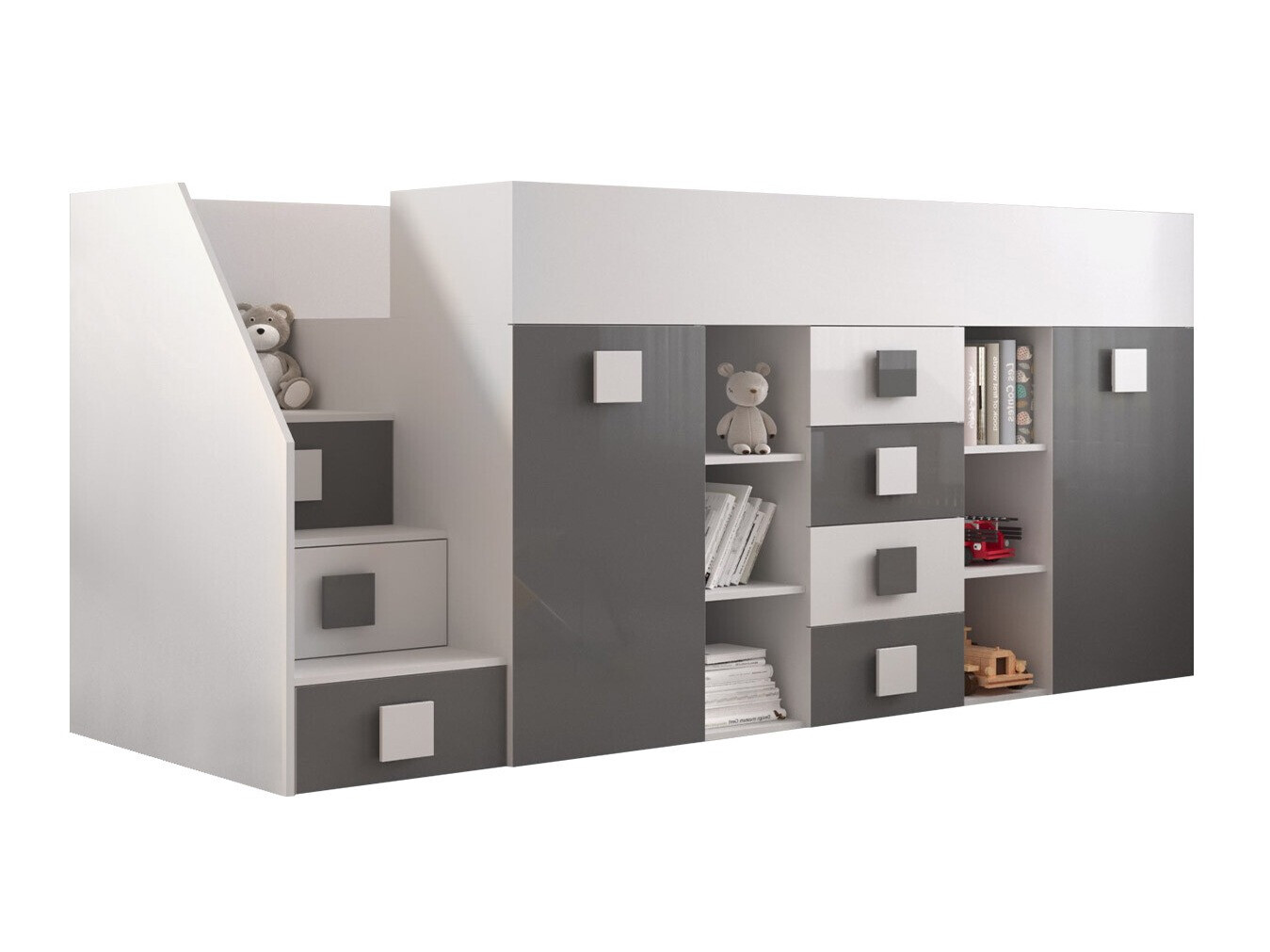 Parvisänky Hartford 366 (Valkoinen + Kiiltävä harmaa + Kiiltävä valkoinen)