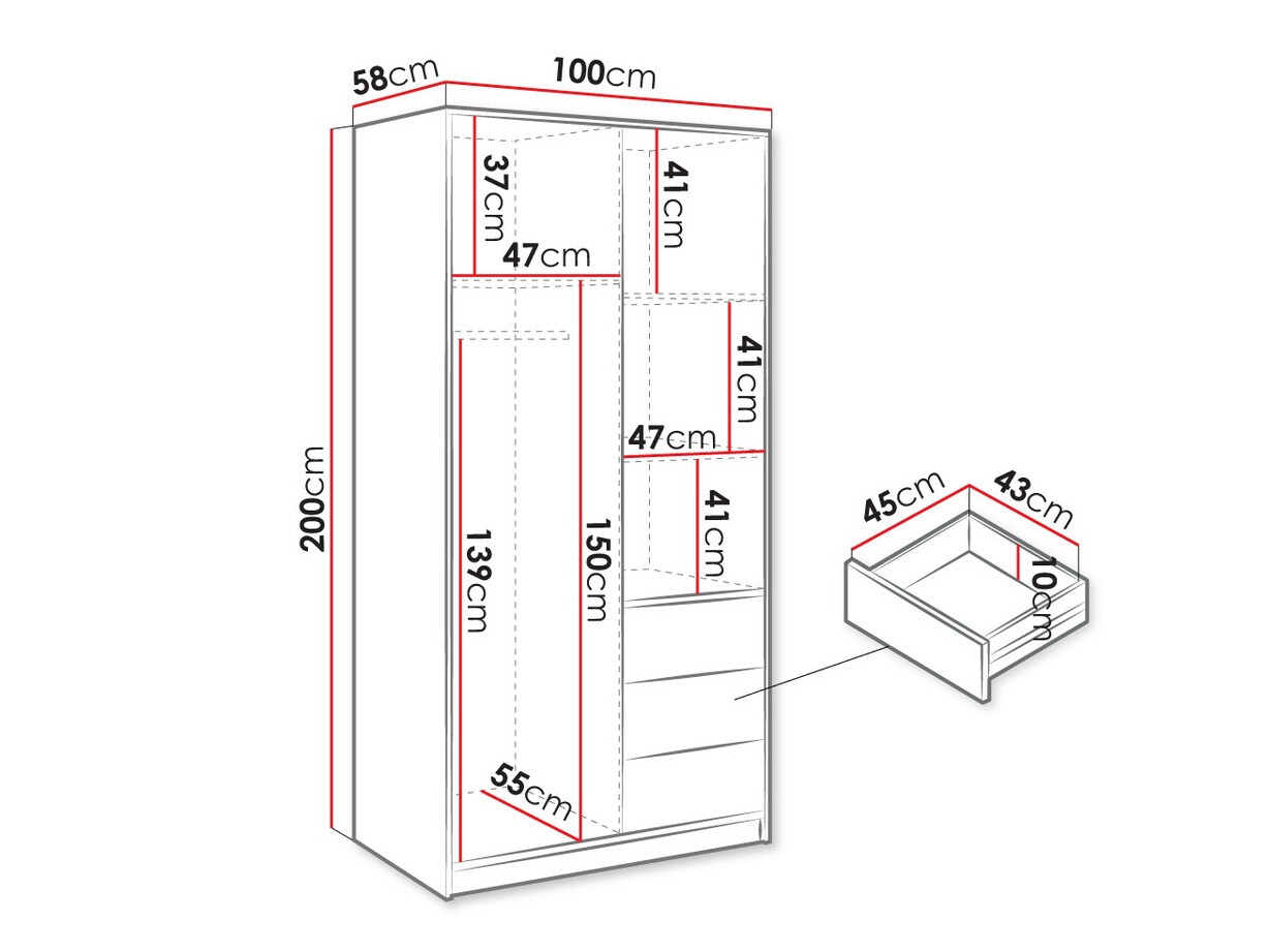 Vaatekaappi Collis III (Wotan tammi)
