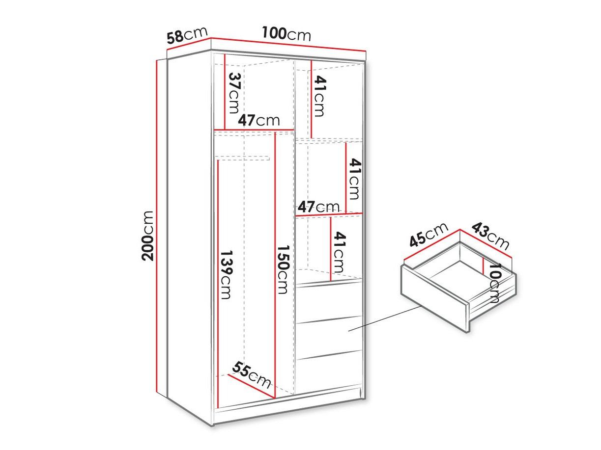 Vaatekaappi Enolevo 112 (Valkoinen)