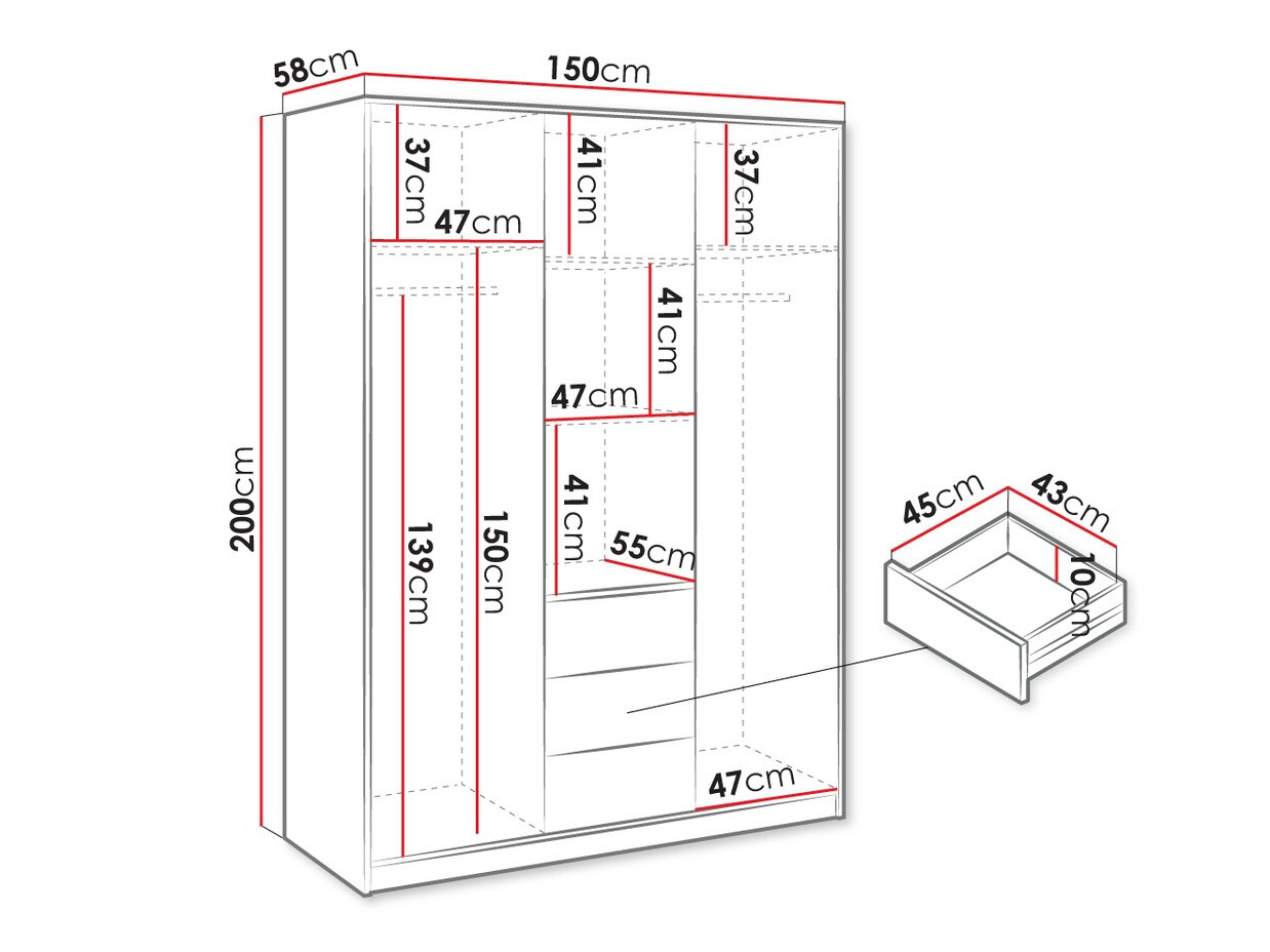 Vaatekaappi Enolevo 113 (Valkoinen)