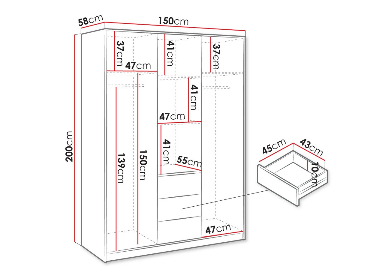Vaatekaappi Enolevo 113 (Wotan tammi)