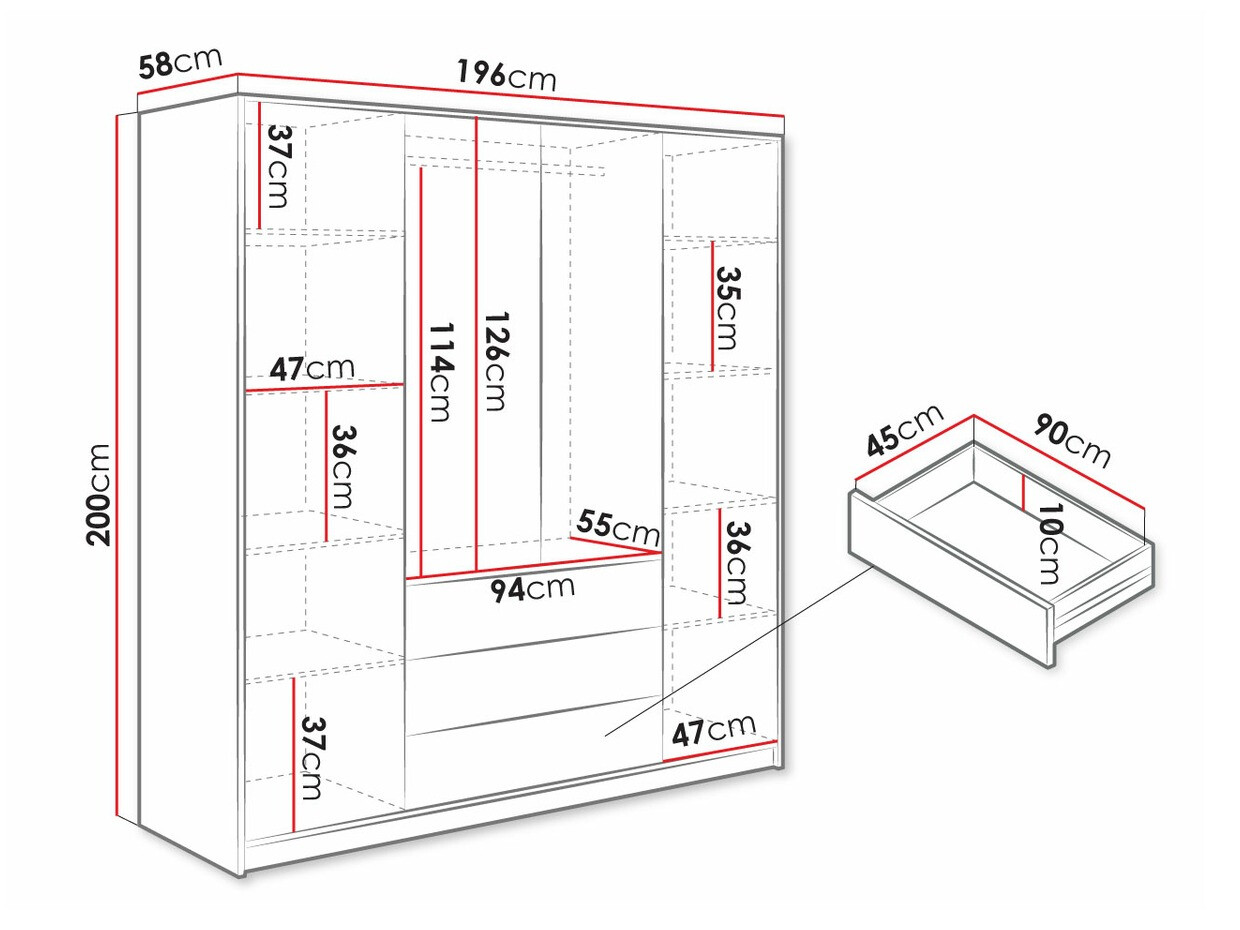 Vaatekaappi Musum I (Musta + Kultainen)