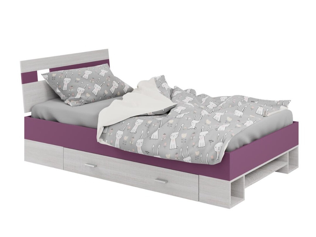 Sänky Omaha D139 (Valkaistu mänty + Violetti)