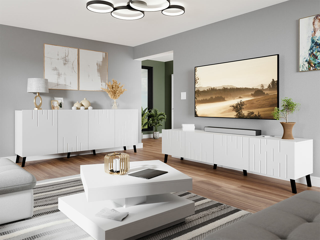 Olohuonesetti Charlotte 212 (Valkoinen)