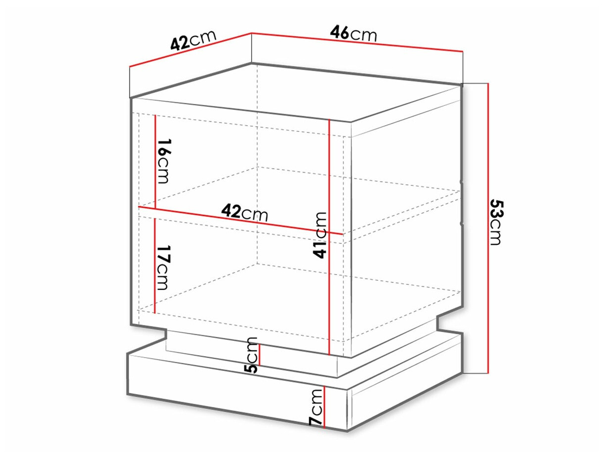 Yöpöytäsetti Linar (Valkoinen + Kiiltävä valkoinen)