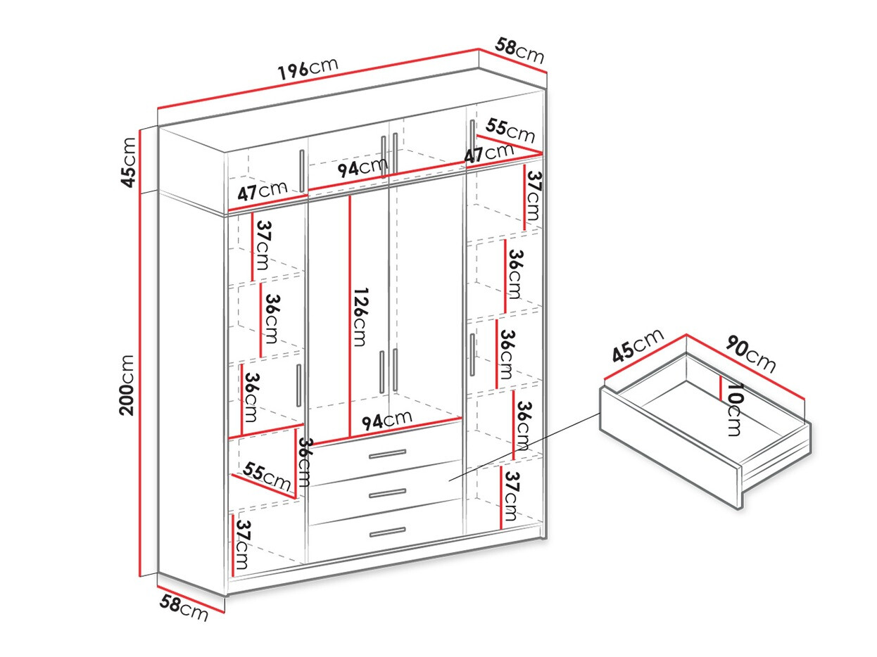 Vaatekaappi Dortivu I (Grafiitti)