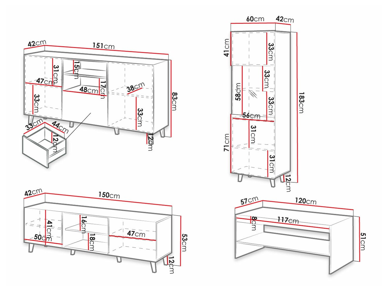 Olohuonesetti Dicto (Valkoinen)