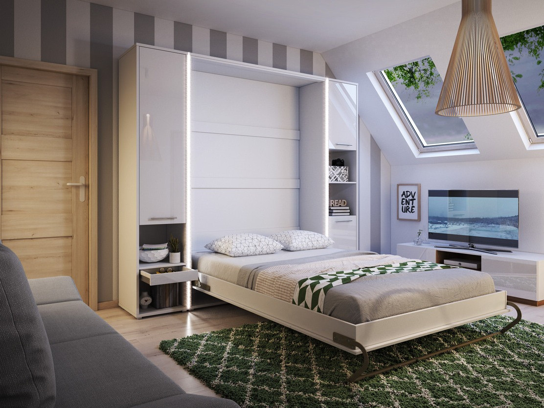 Huonekalusetti Concept Pro Lenart XI (Kiiltävä valkoinen + Valkoinen)