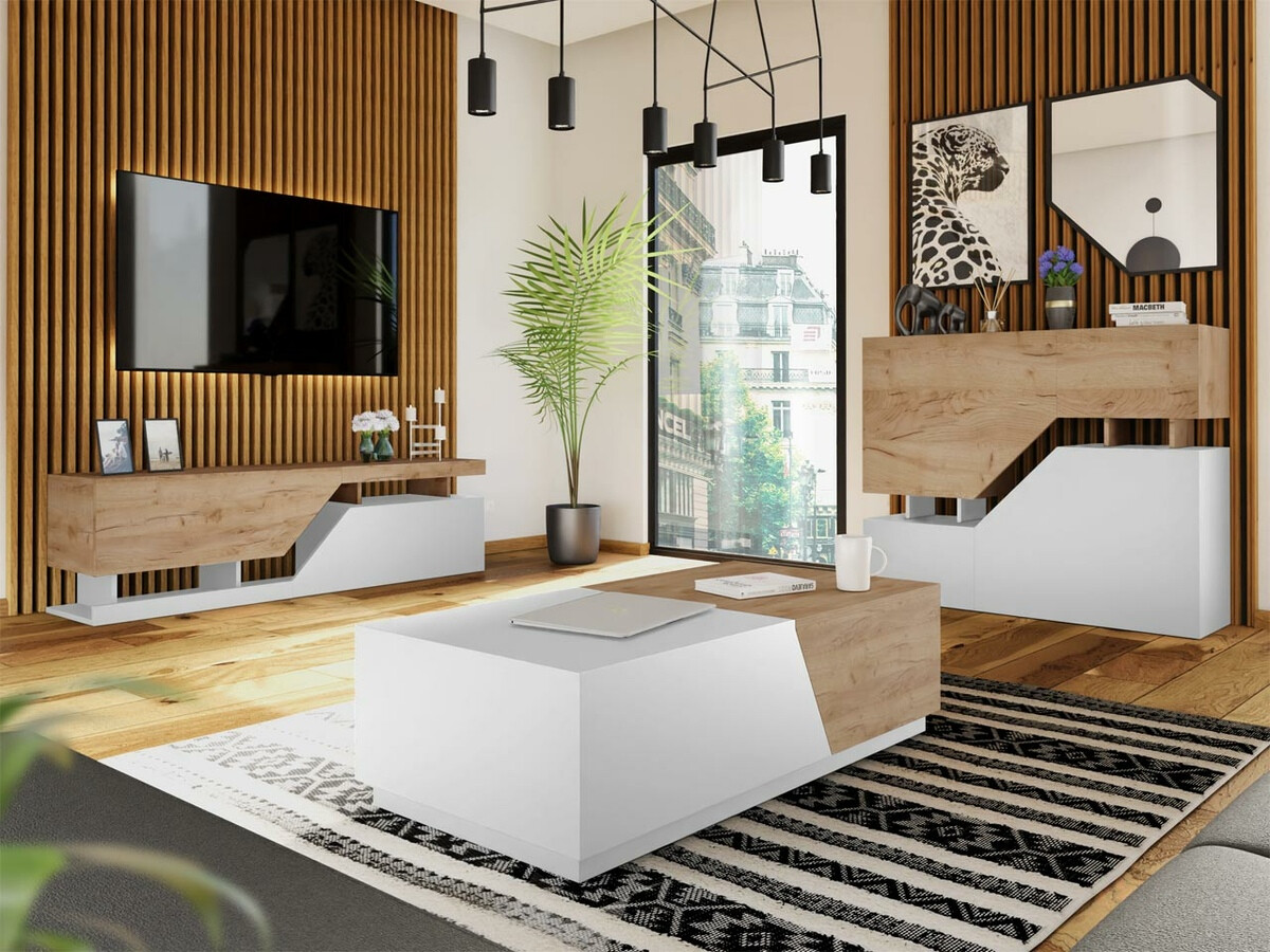 Sohvapöytä Comfivo Daldune (Valkoinen + Wotan tammi)