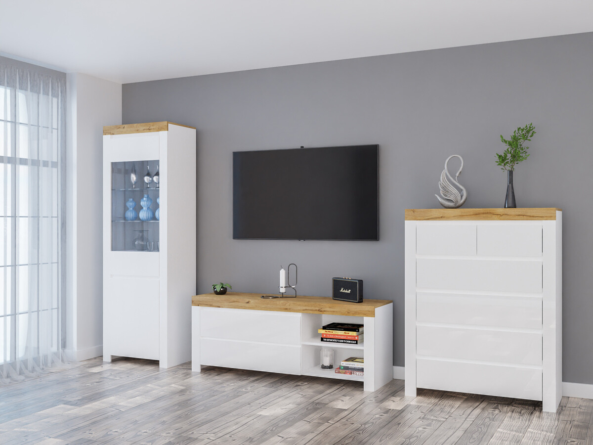 Olohuonesetti Sonsoru 149 (Valkoinen + Kiiltävä valkoinen + Wotan tammi)