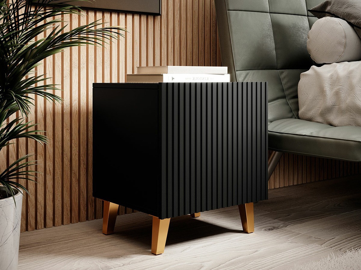 Yöpöytä Levmari 107 (Musta + Kultainen) (2kpl.)